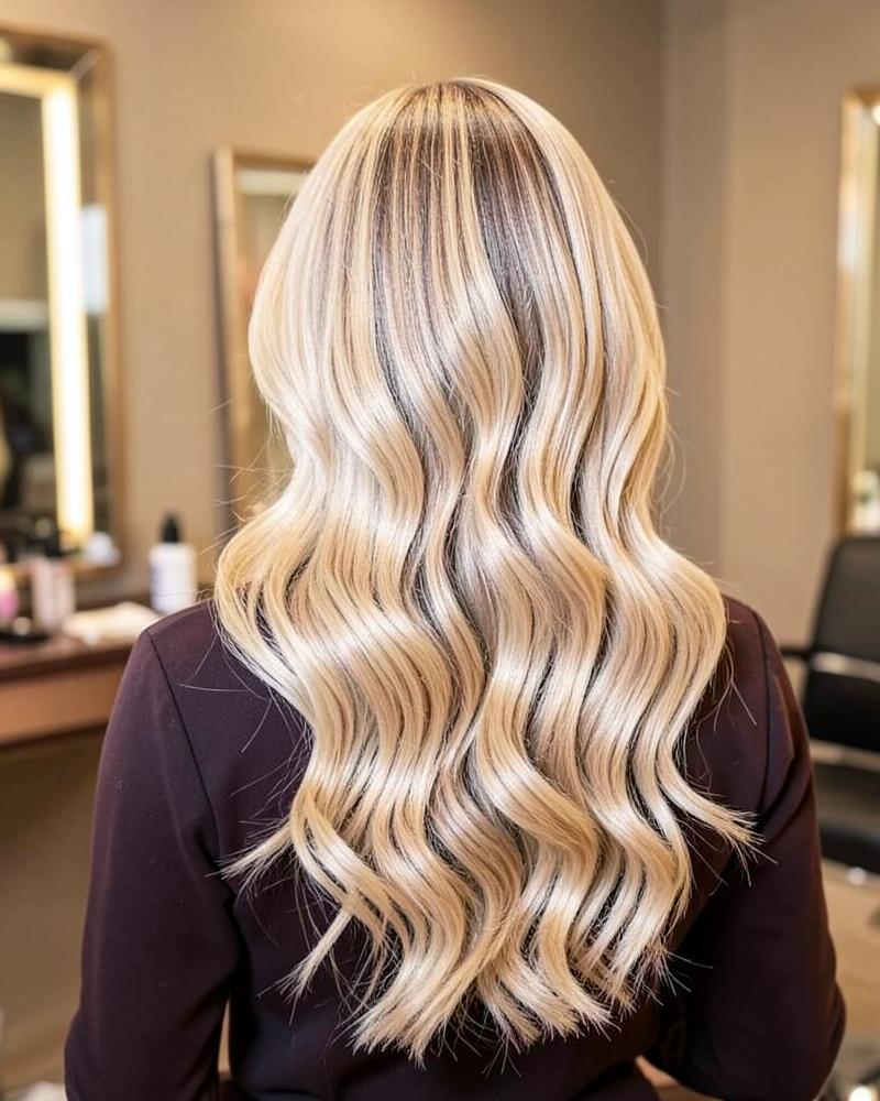 Resultado de coloração balayage loira — foto de exemplo